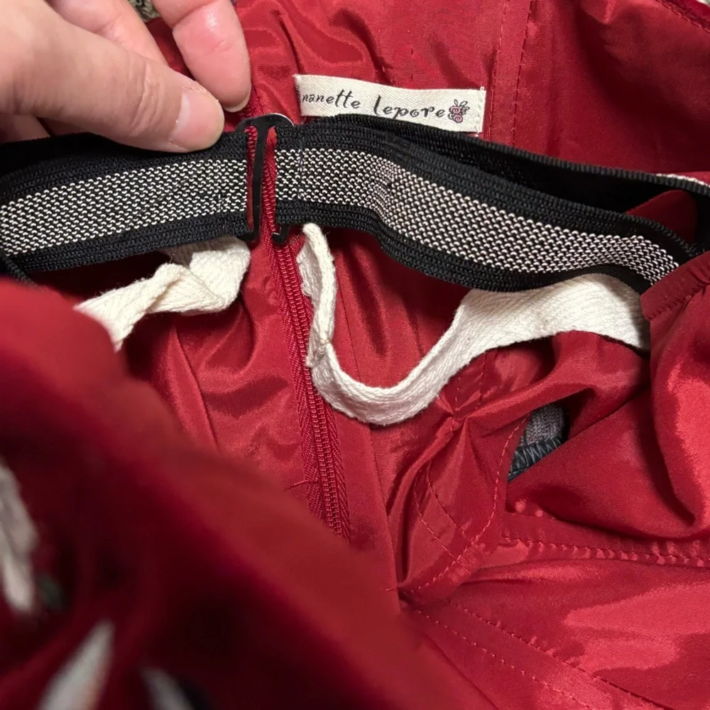 Nanette Lepore Strapless Embroidered Red and Gray Floral Dress - Picture 5 of 10